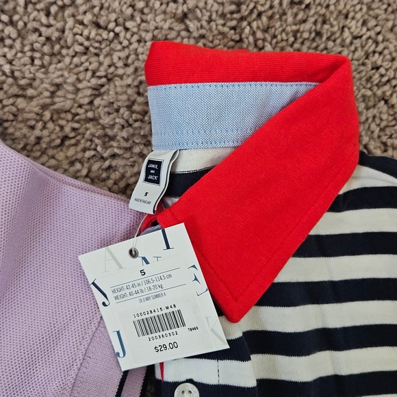 Janie and Jack Polo Shirts Boys 5 Lot of 3 NEW Striped Lavender Preppy Church - Picture 7 of 8